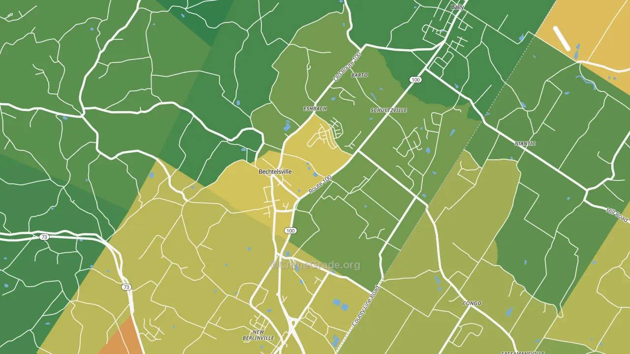 Bechtelsville, PA Map of Drug-Related Crime Rates