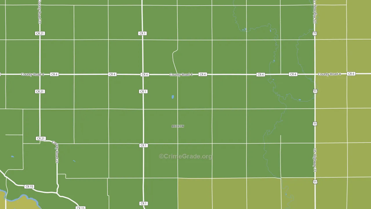 Bechyn, MN Map of Drug-Related Crime Rates