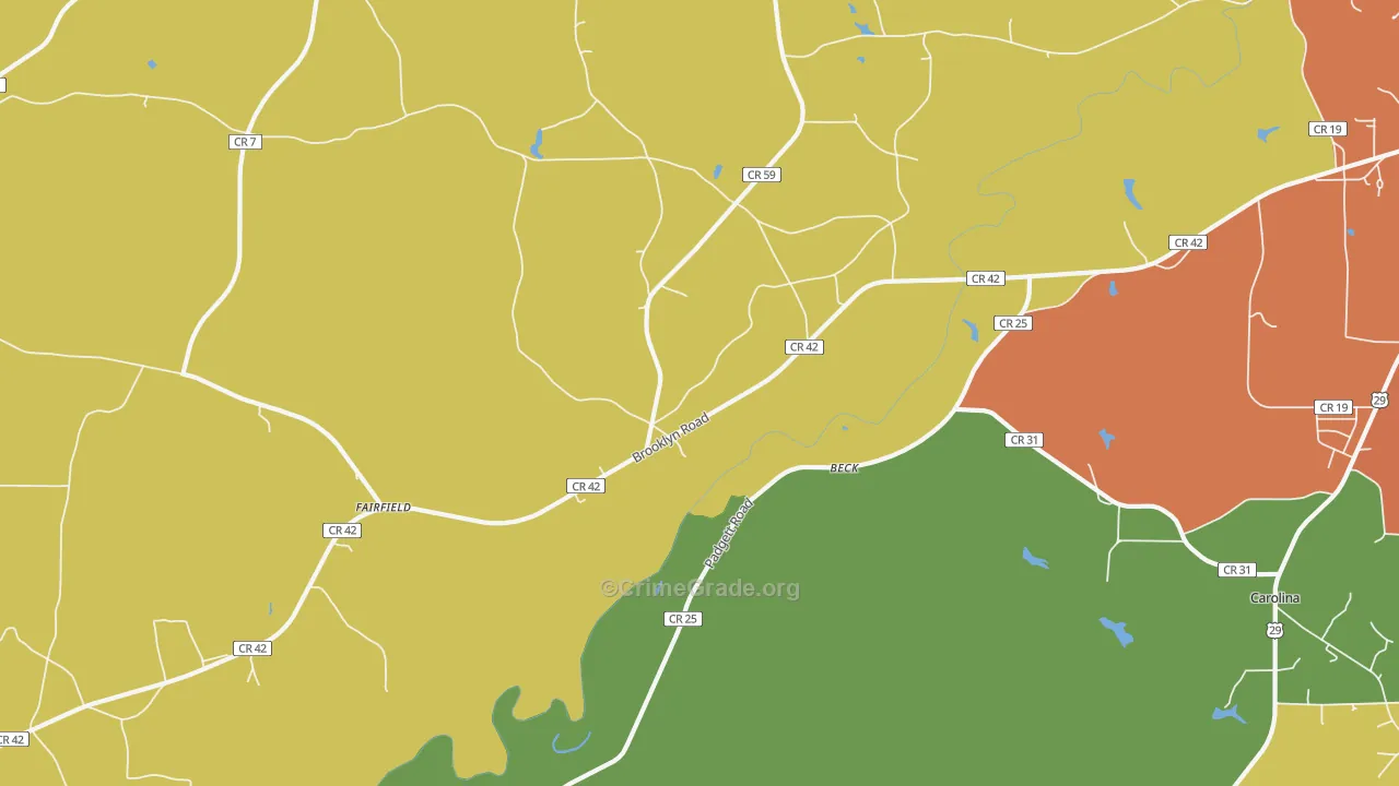 Beck, AL Map of Drug-Related Crime Rates