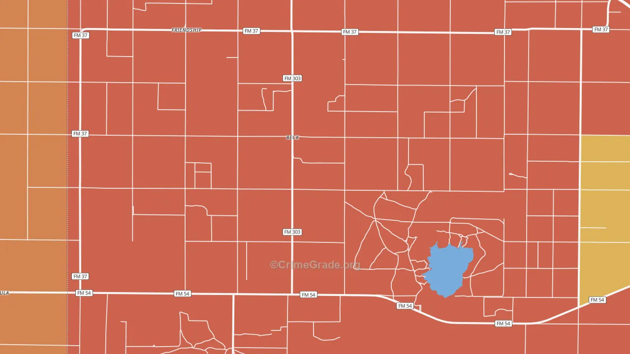 Beck, TX Map of Drug-Related Crime Rates
