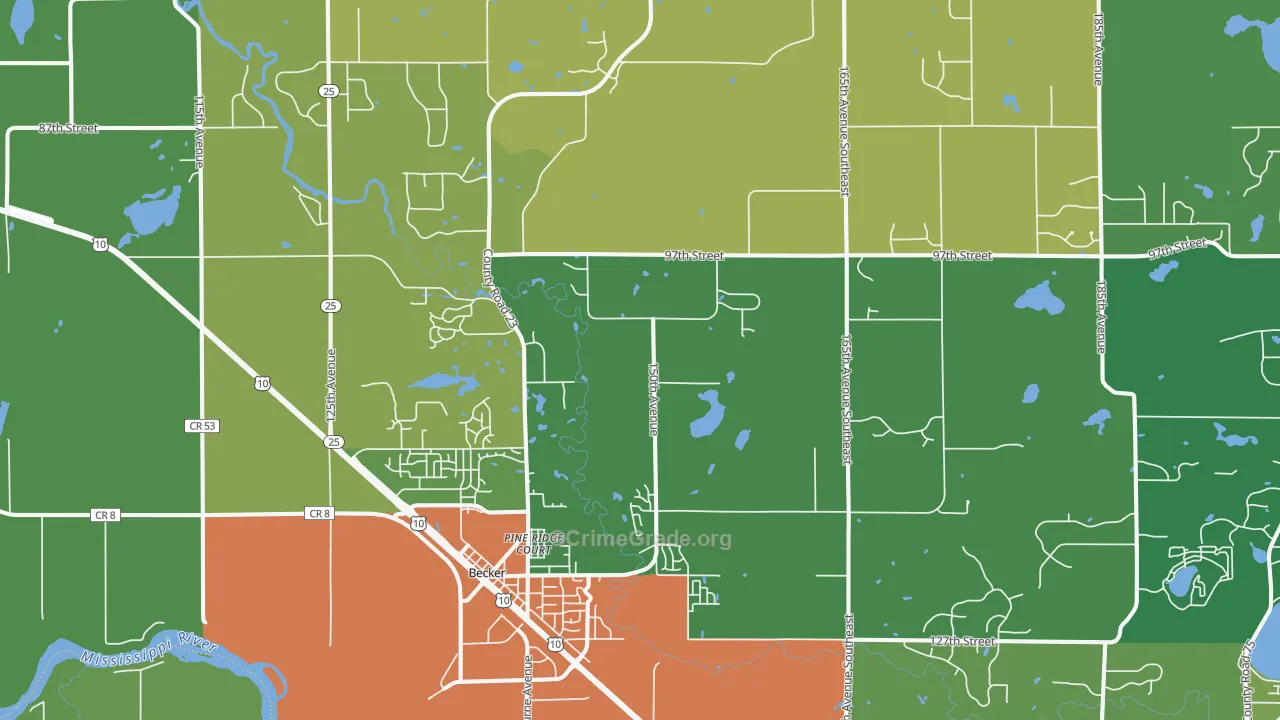 Becker, MN Map of Drug-Related Crime Rates