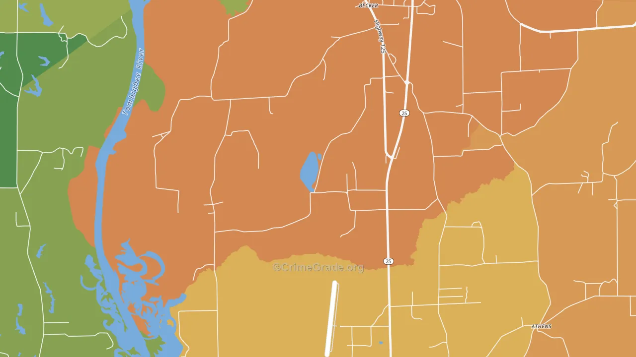 Becker, MS Map of Drug-Related Crime Rates