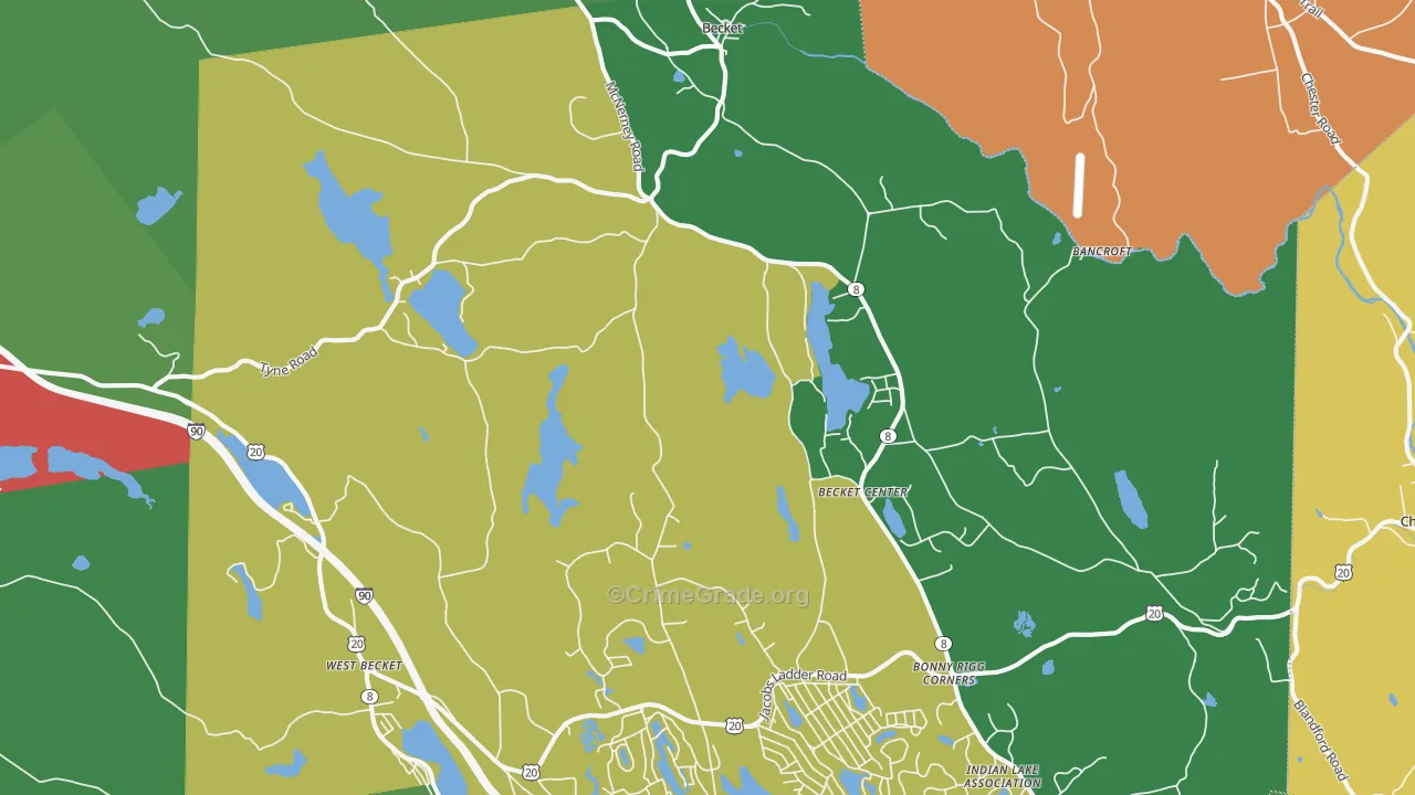 Becket, MA Map of Drug-Related Crime Rates