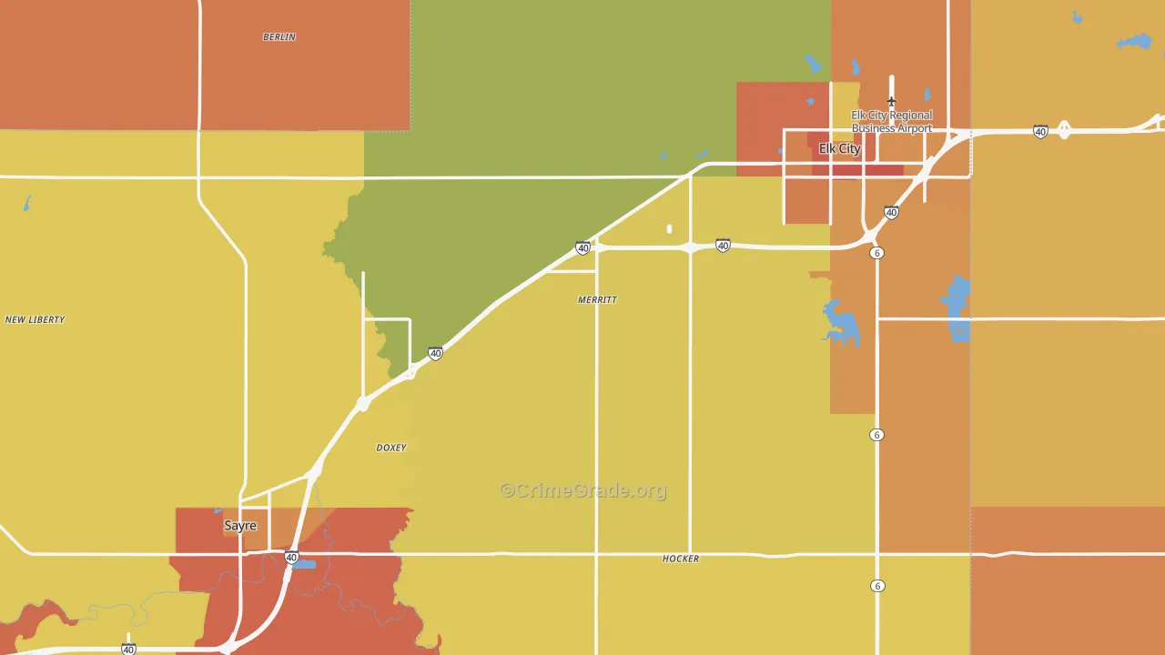 Beckham County, OK Map of Drug-Related Crime Rates