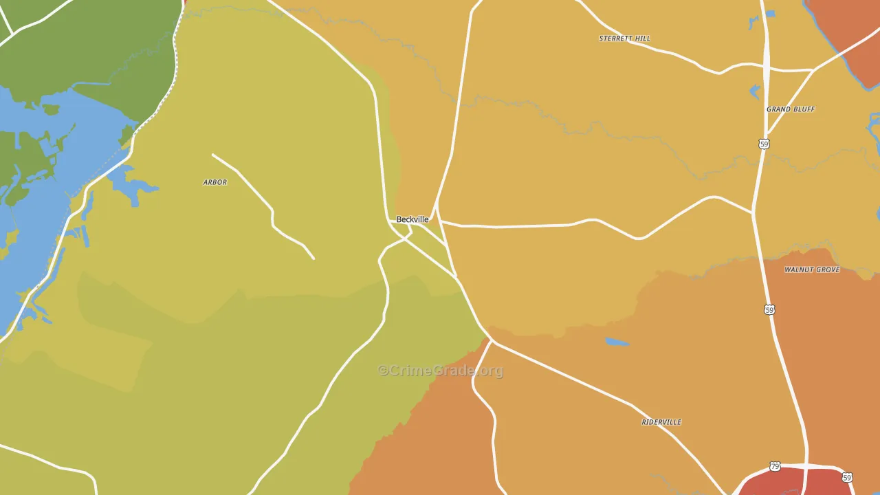 Beckville, TX Map of Drug-Related Crime Rates