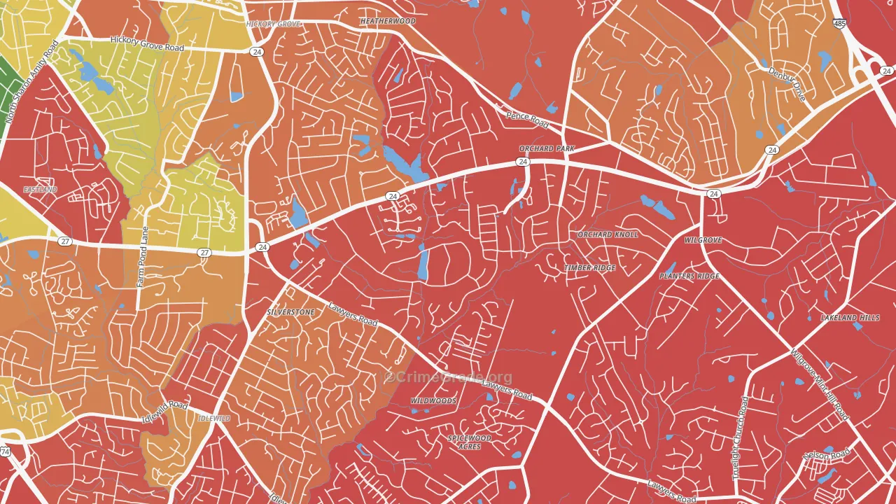 Becton Park, Charlotte, NC Map of Drug-Related Crime Rates
