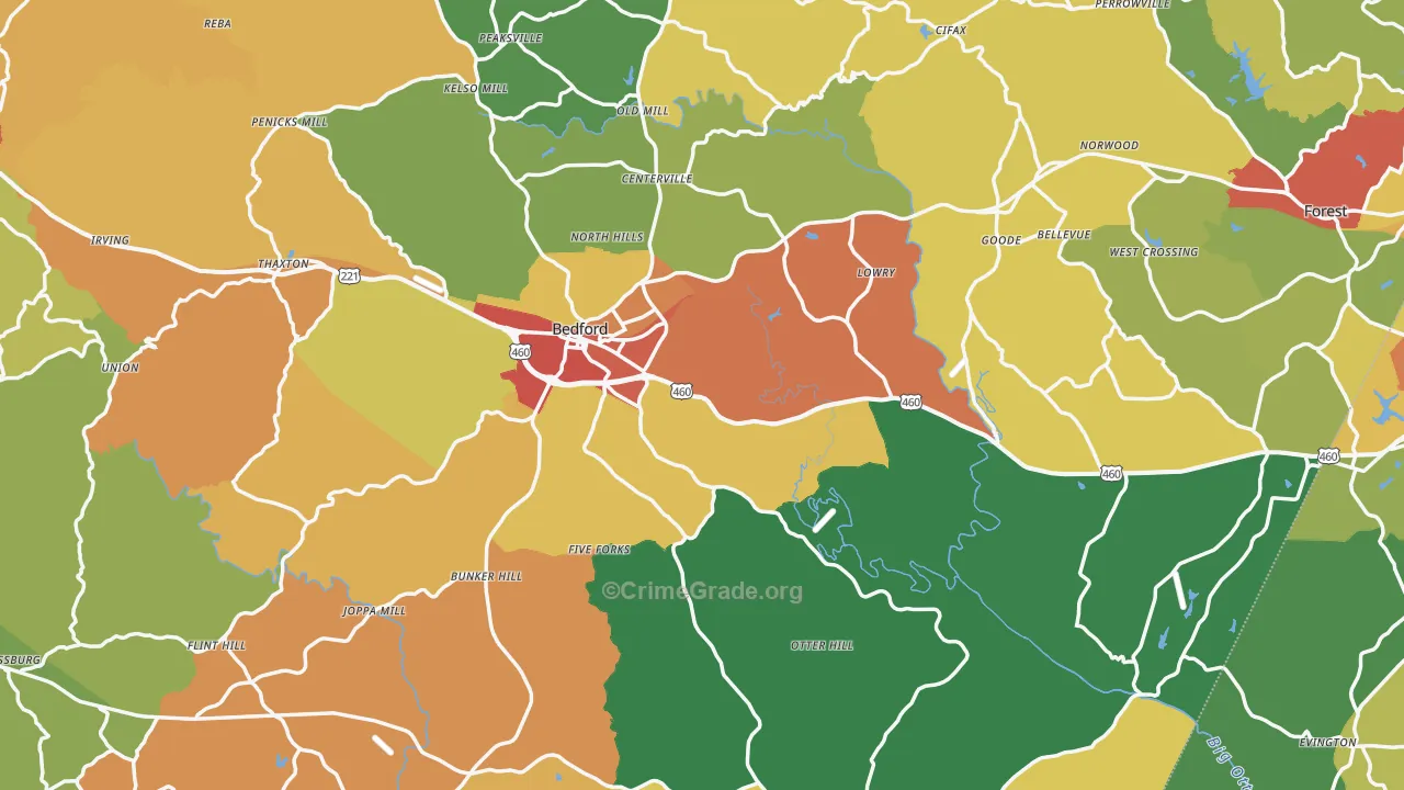 Bedford County, VA Map of Drug-Related Crime Rates