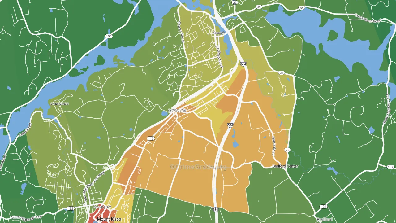 Bedford Hills, NY Map of Drug-Related Crime Rates
