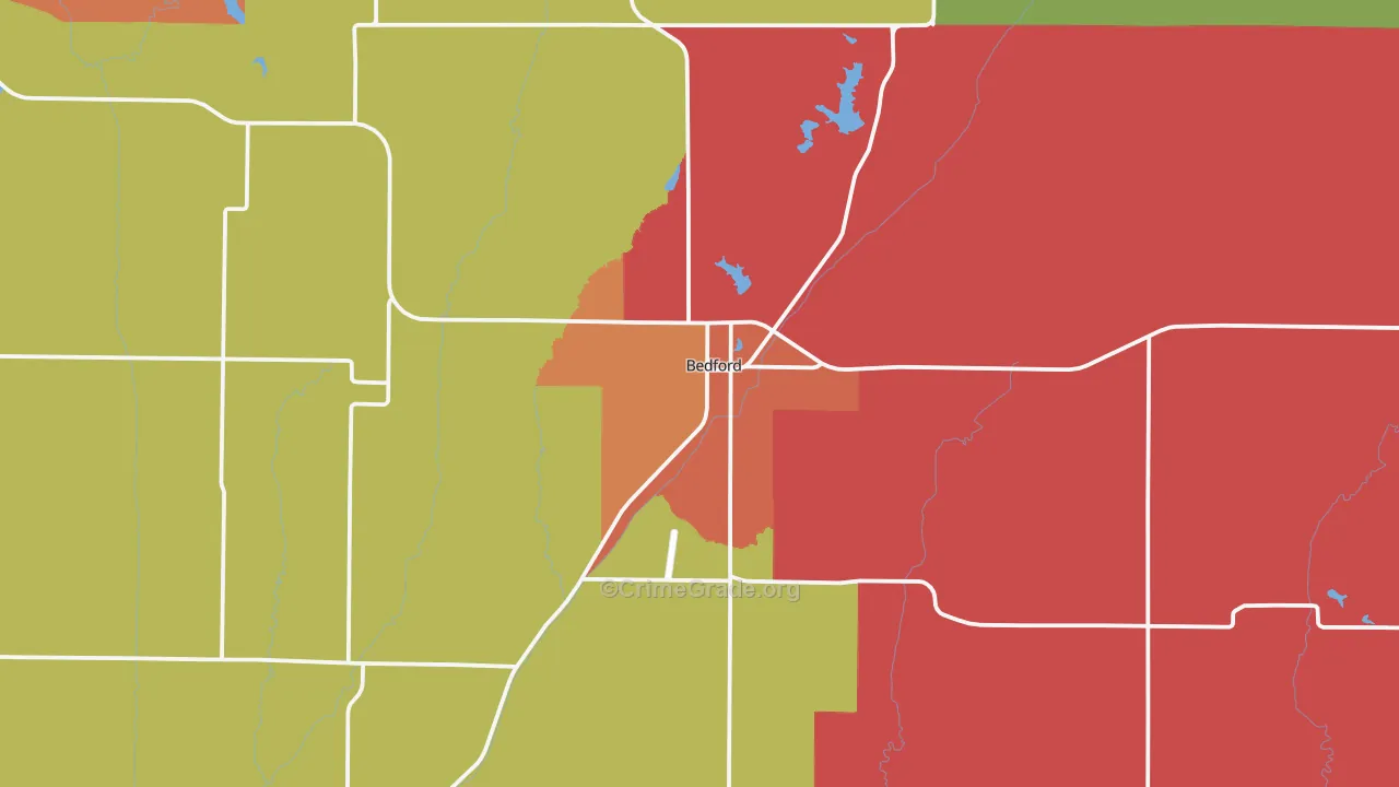 Bedford, IA Map of Drug-Related Crime Rates