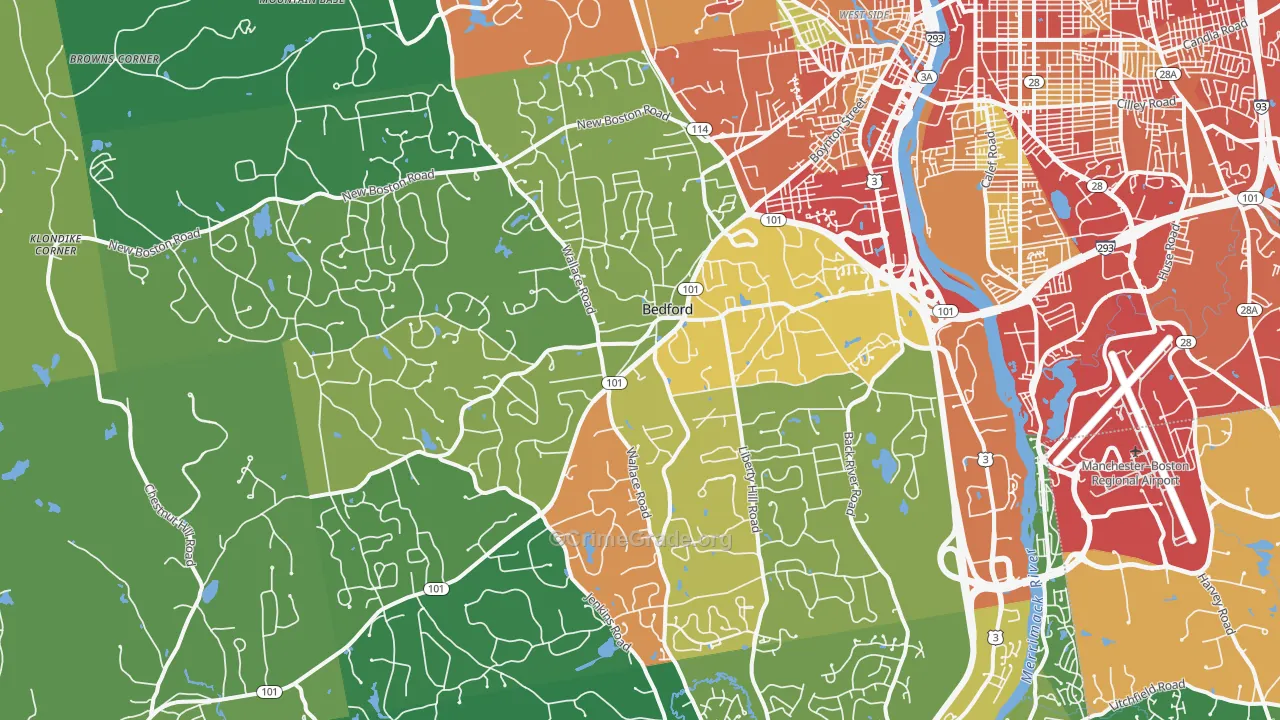 Bedford, NH Map of Drug-Related Crime Rates