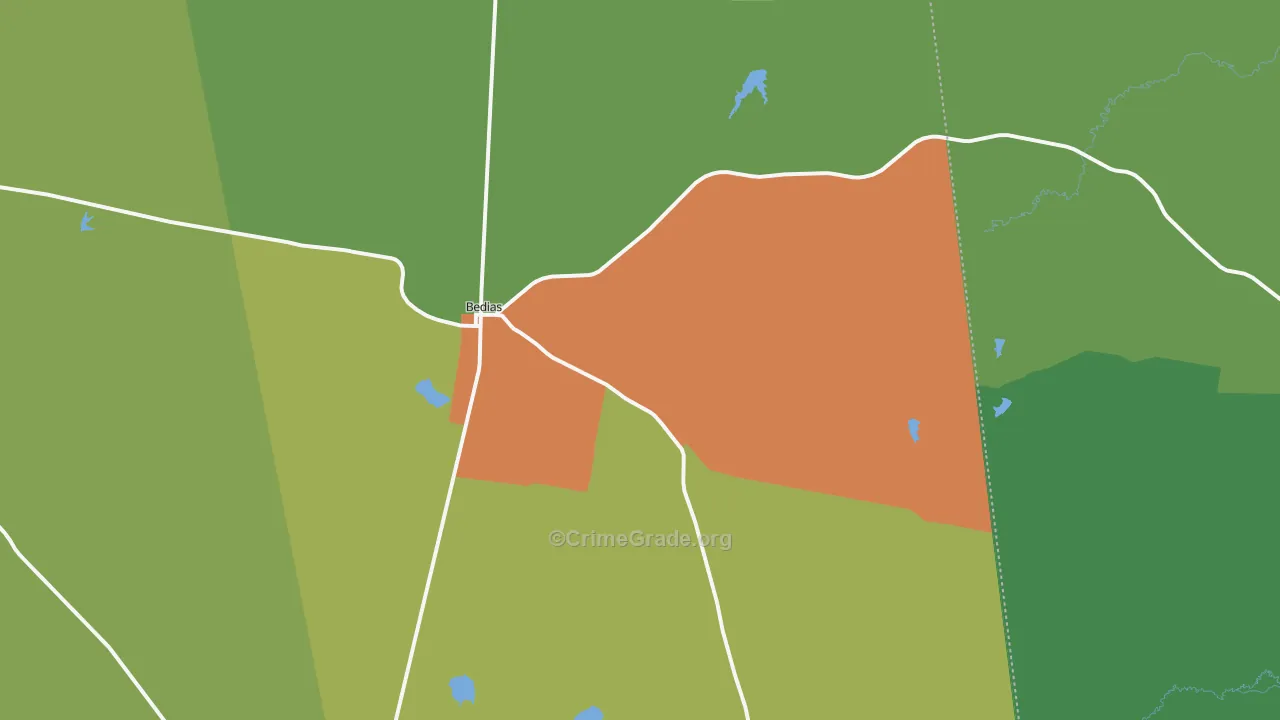 Bedias, TX Map of Drug-Related Crime Rates