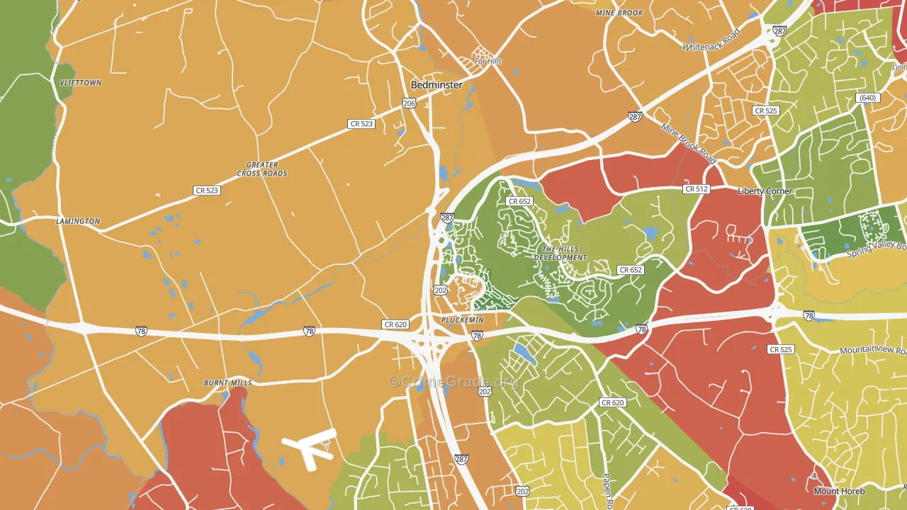 Bedminster, NJ Map of Drug-Related Crime Rates