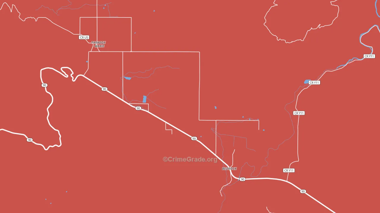 Bedrock, CO Map of Drug-Related Crime Rates