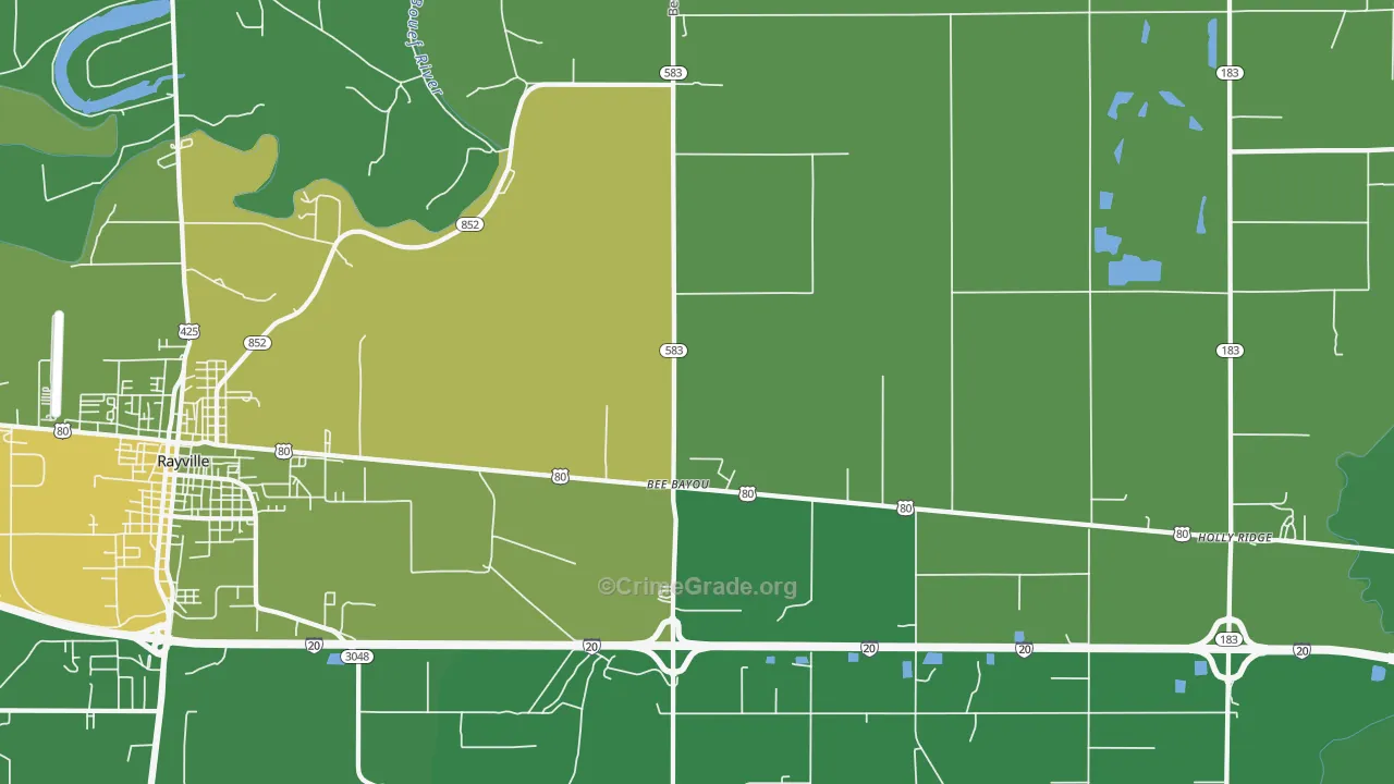 Bee Bayou, LA Map of Drug-Related Crime Rates