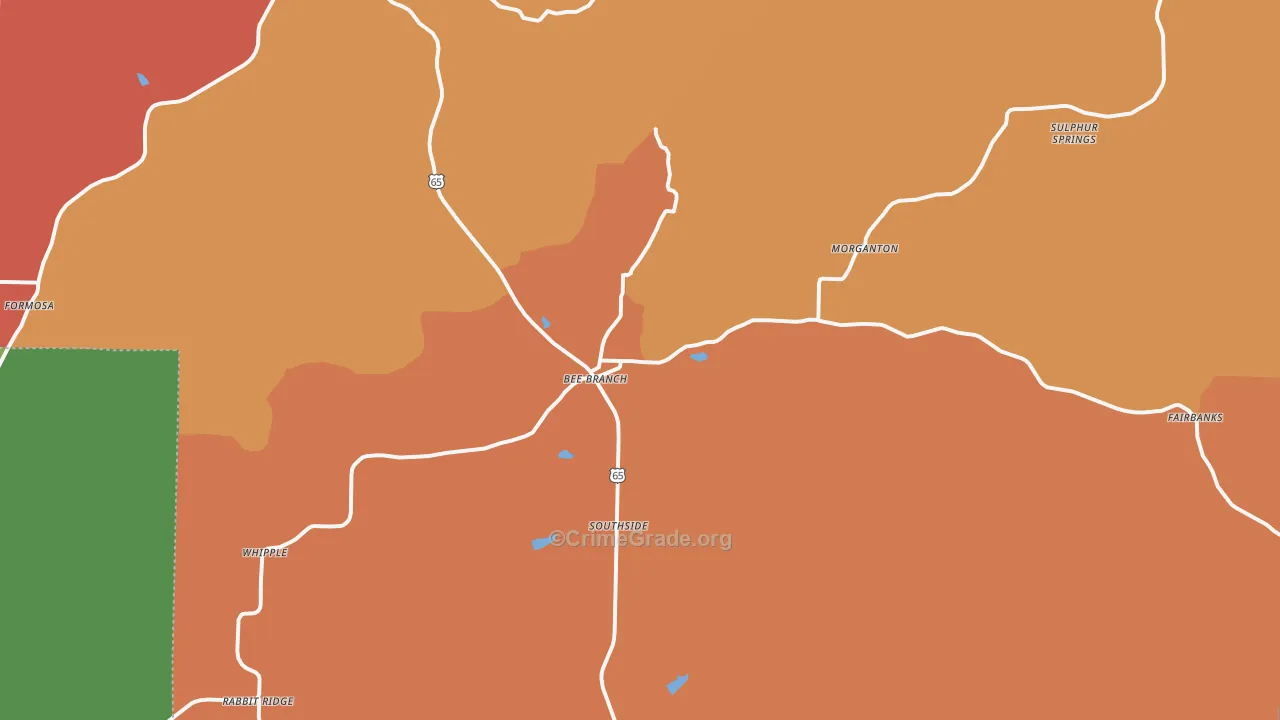 Bee Branch, AR Map of Drug-Related Crime Rates