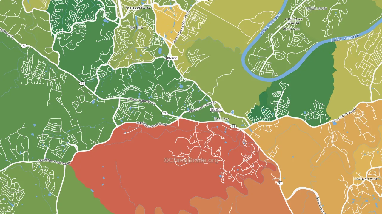 Bee Cave, TX Map of Drug-Related Crime Rates