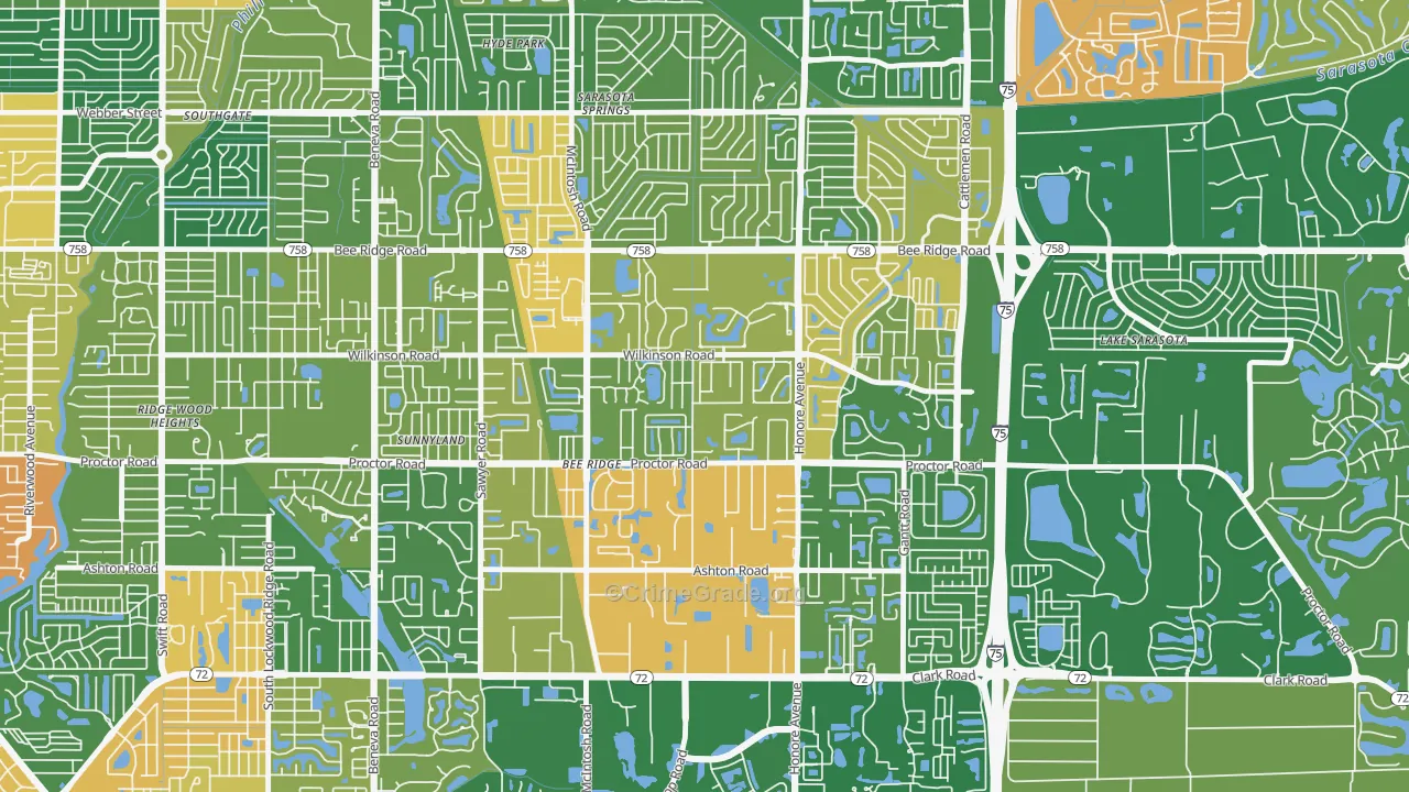 Bee Ridge, FL Map of Drug-Related Crime Rates