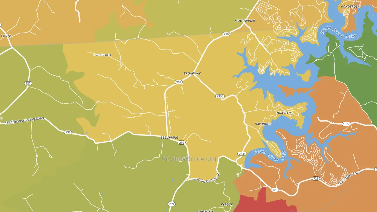 Bee Spring, KY Map of Drug-Related Crime Rates