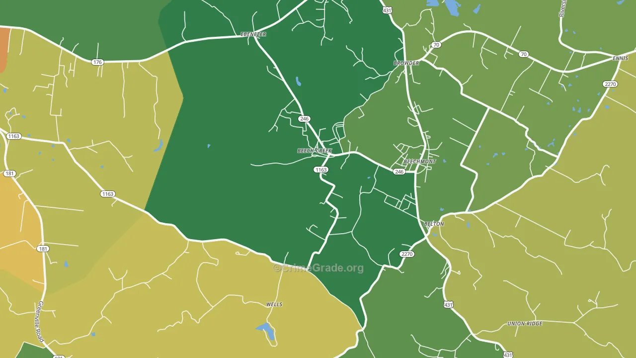 Beech Creek, KY Map of Drug-Related Crime Rates