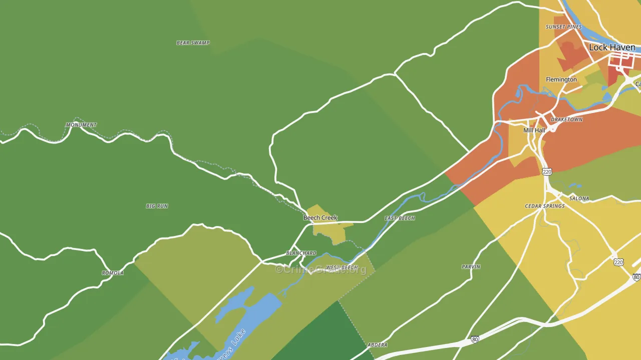 Beech Creek, PA Map of Drug-Related Crime Rates