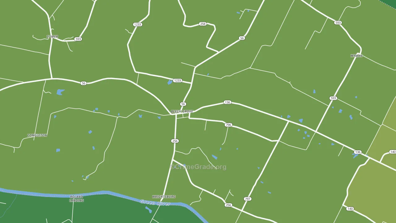 Beech Grove, KY Map of Drug-Related Crime Rates