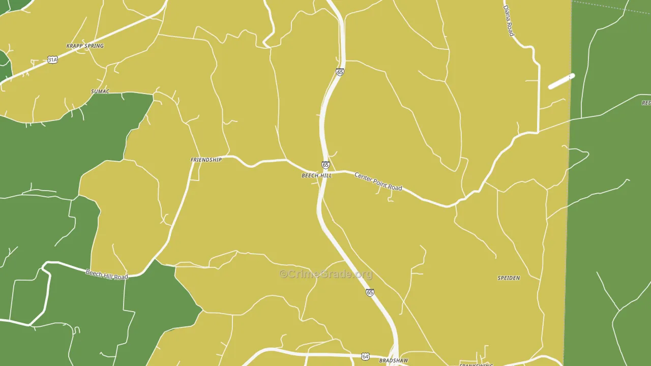 Beech Hill, TN Map of Drug-Related Crime Rates