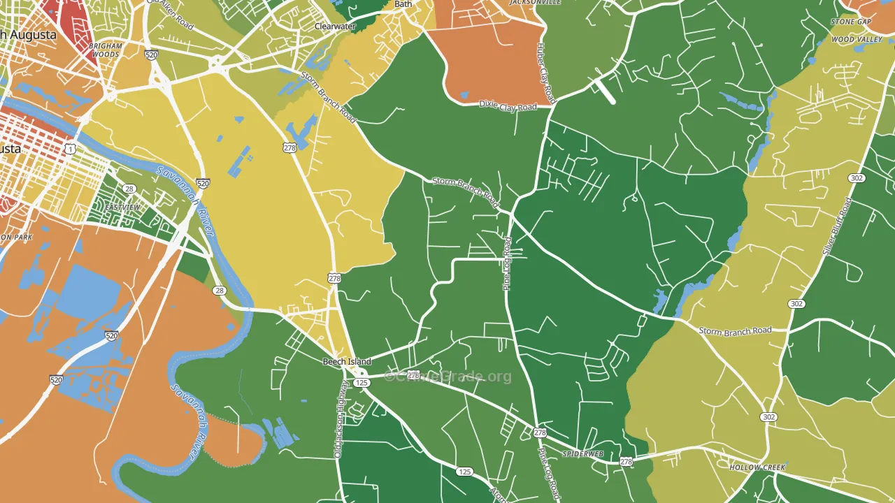 Beech Island, SC Map of Drug-Related Crime Rates