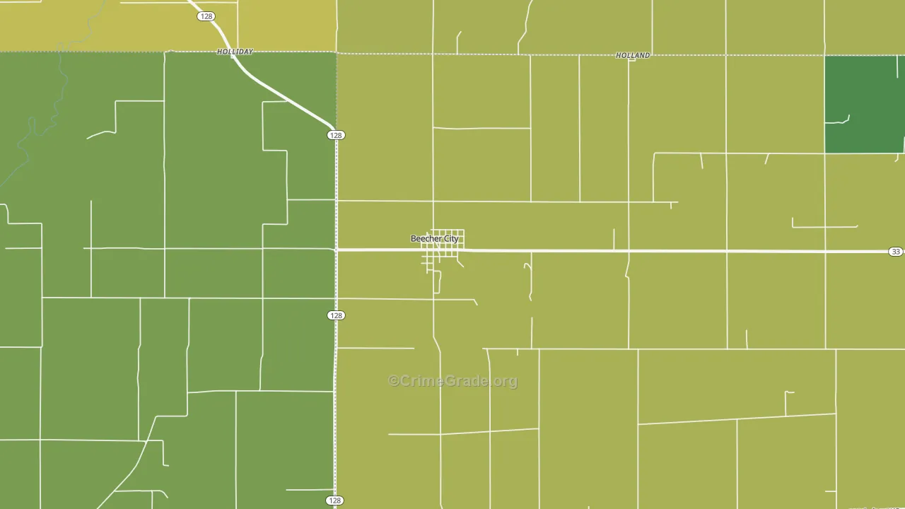 Beecher City, IL Map of Drug-Related Crime Rates