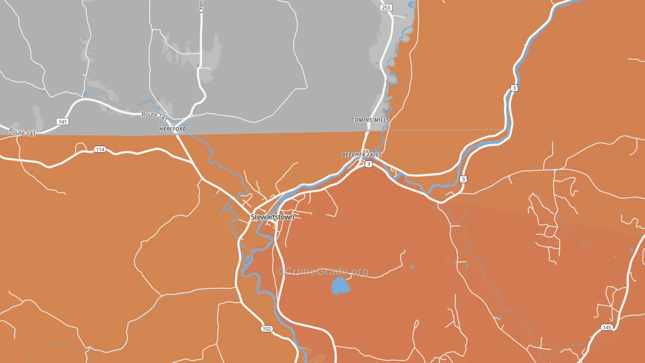 Beecher Falls, VT Map of Drug-Related Crime Rates