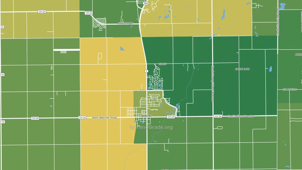 Beecher, IL Map of Drug-Related Crime Rates