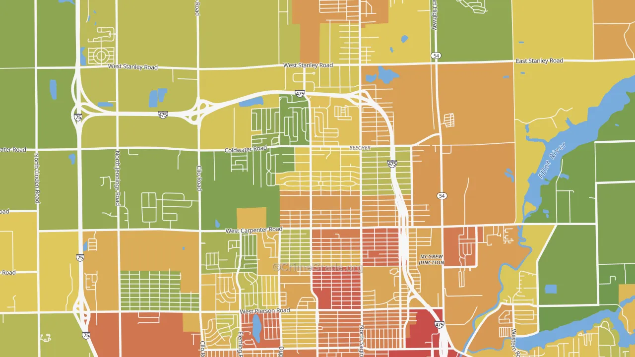 Beecher, MI Map of Drug-Related Crime Rates