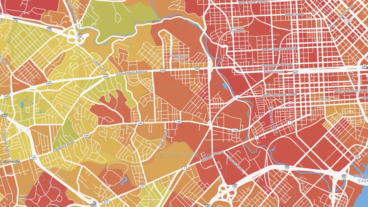 Beechfielf-Irvington Area, Baltimore, MD Map of Drug-Related Crime Rates