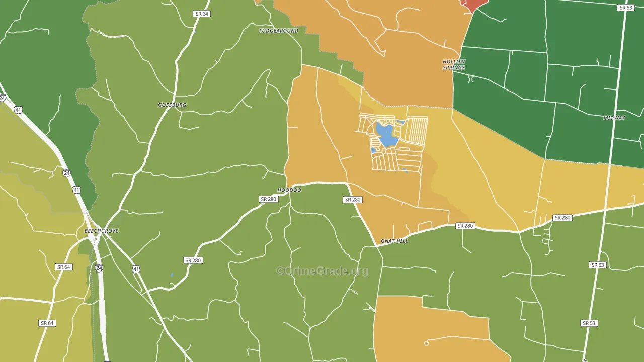 Beechgrove, TN Map of Drug-Related Crime Rates