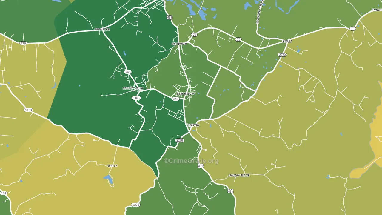 Beechmont, KY Map of Drug-Related Crime Rates