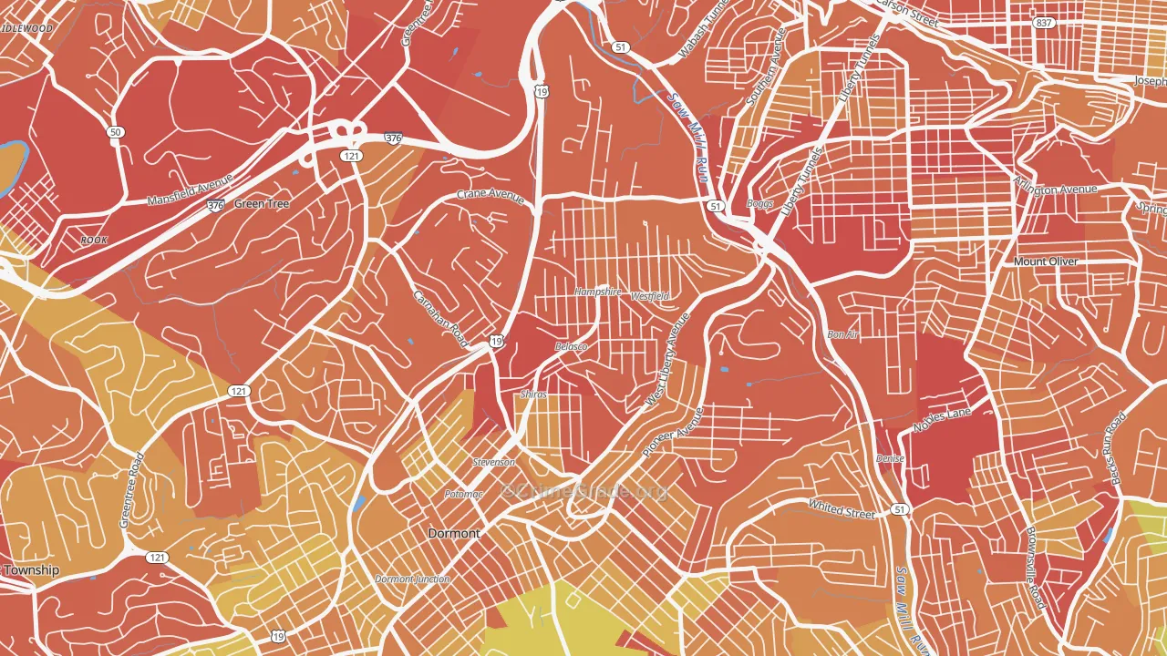 Beechview, Pittsburgh, PA Map of Drug-Related Crime Rates