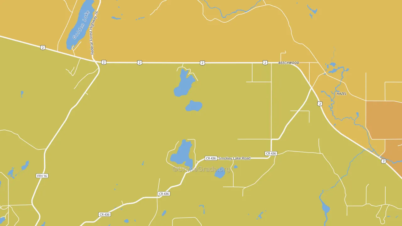 Beechwood, MI Map of Drug-Related Crime Rates