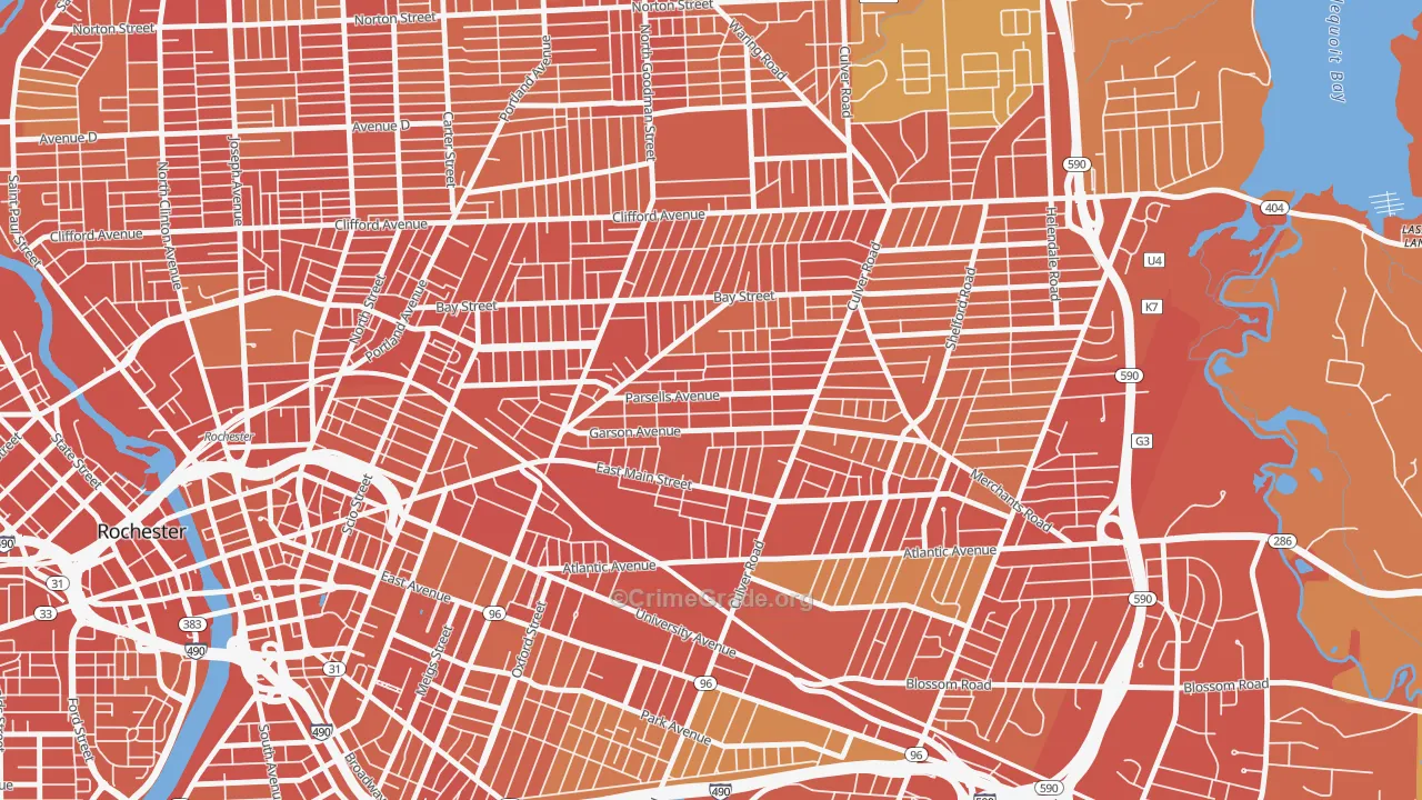 Beechwood, Rochester, NY Map of Drug-Related Crime Rates