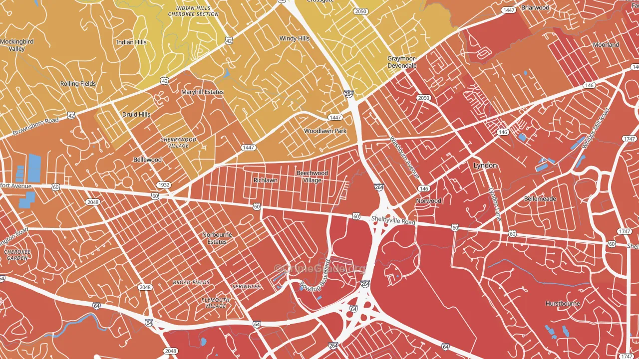 Beechwood Village, KY Map of Drug-Related Crime Rates
