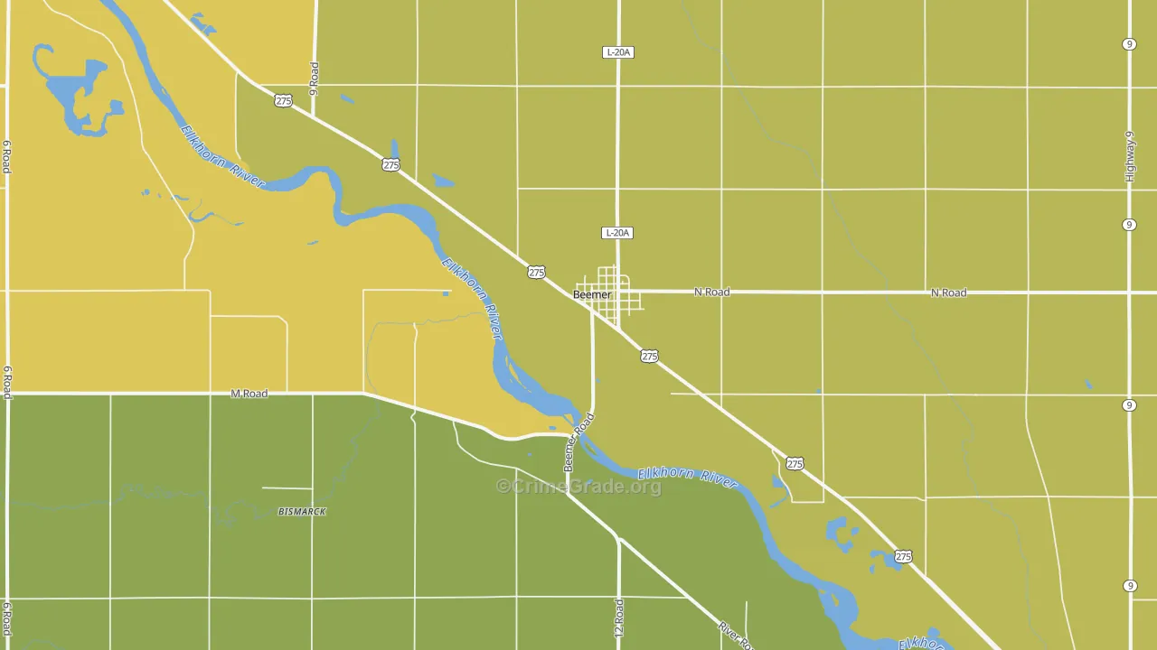 Beemer, NE Map of Drug-Related Crime Rates