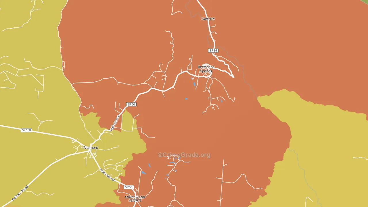 Beersheba Springs, TN Map of Drug-Related Crime Rates