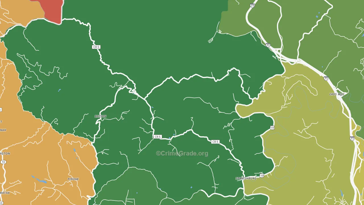 Beeson, WV Map of Drug-Related Crime Rates