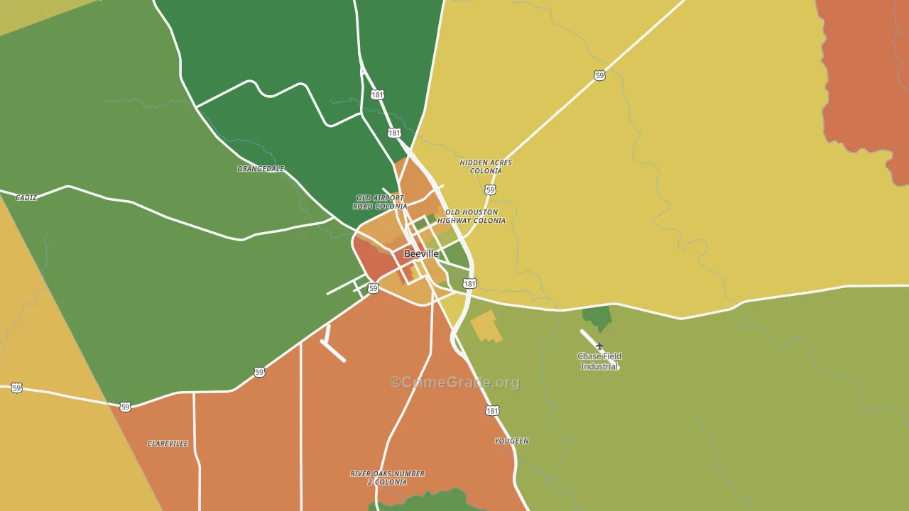 Beeville, TX Map of Drug-Related Crime Rates