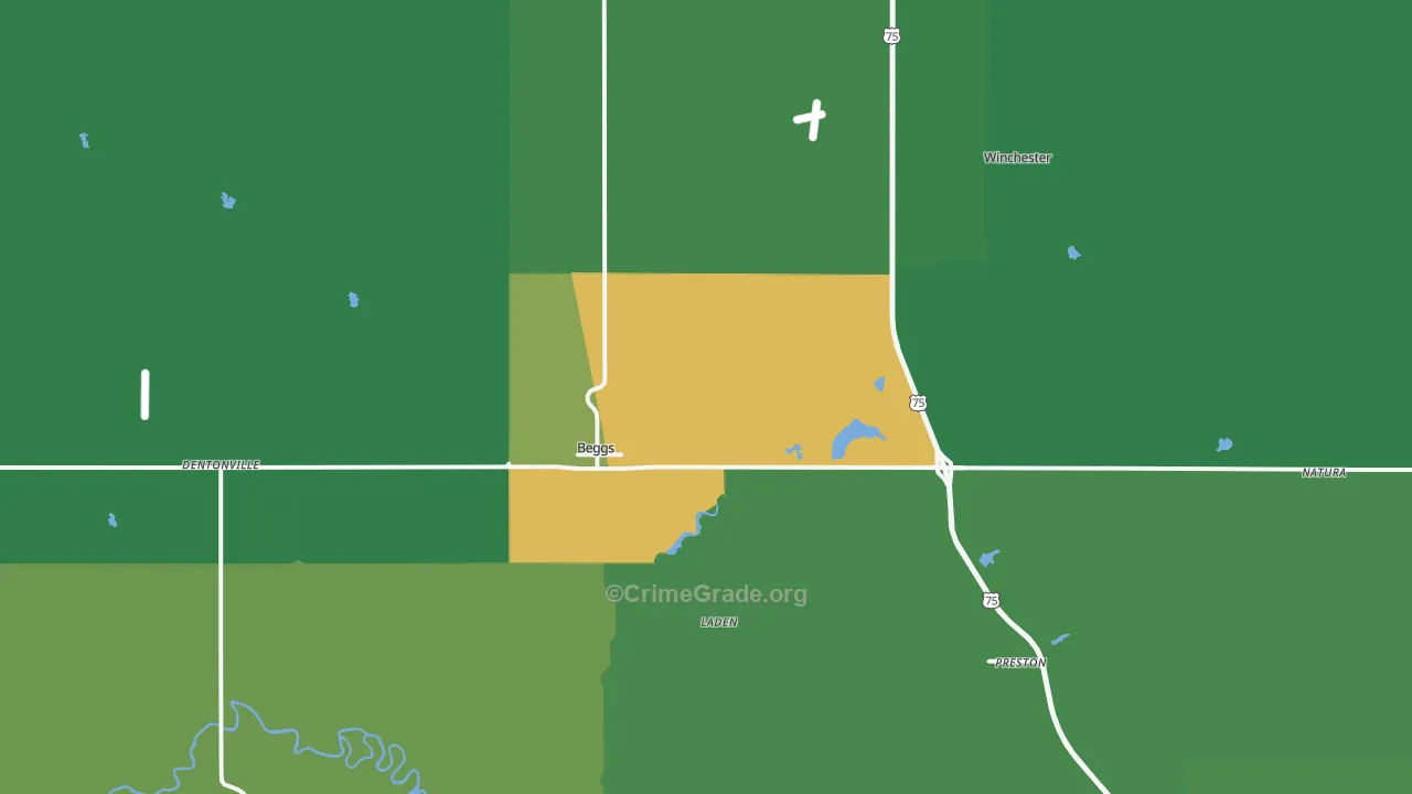 Beggs, OK Map of Drug-Related Crime Rates