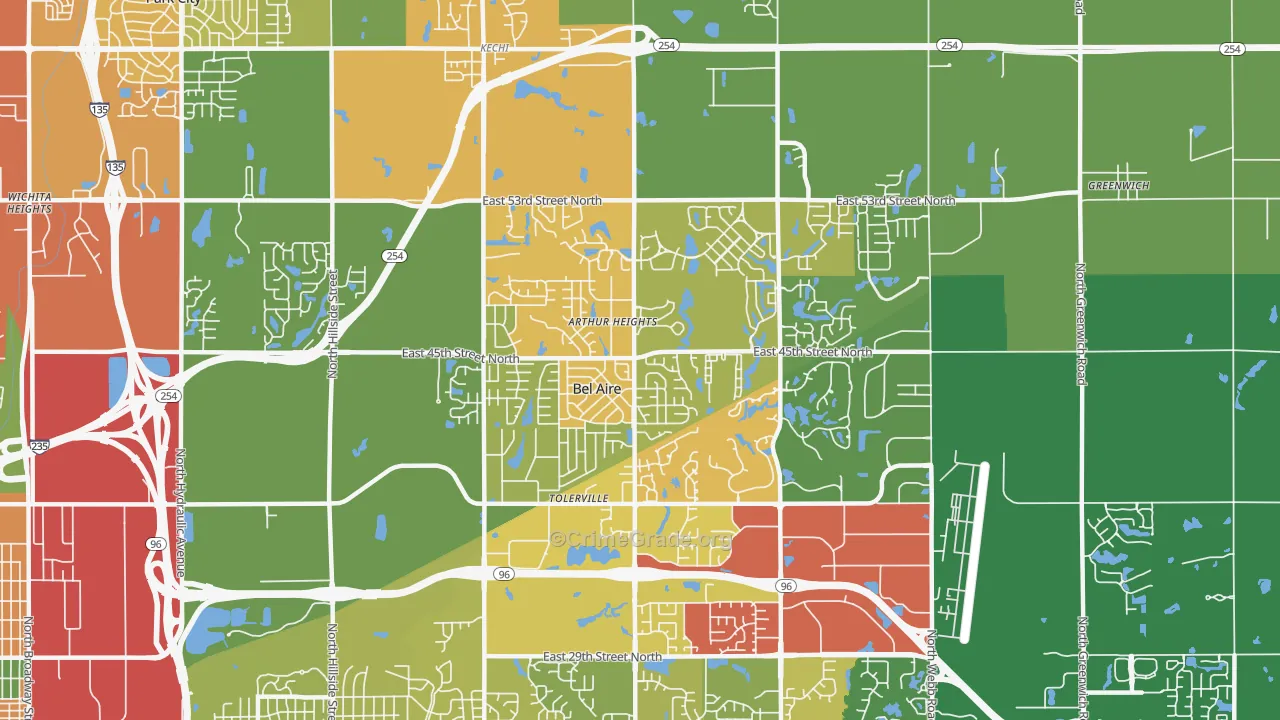 Bel Aire, KS Map of Drug-Related Crime Rates