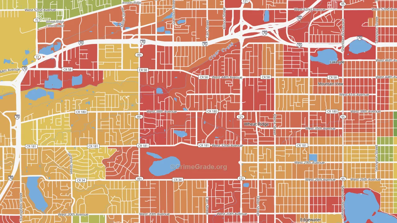 Bel Aire, Wheat Ridge, CO Map of Drug-Related Crime Rates
