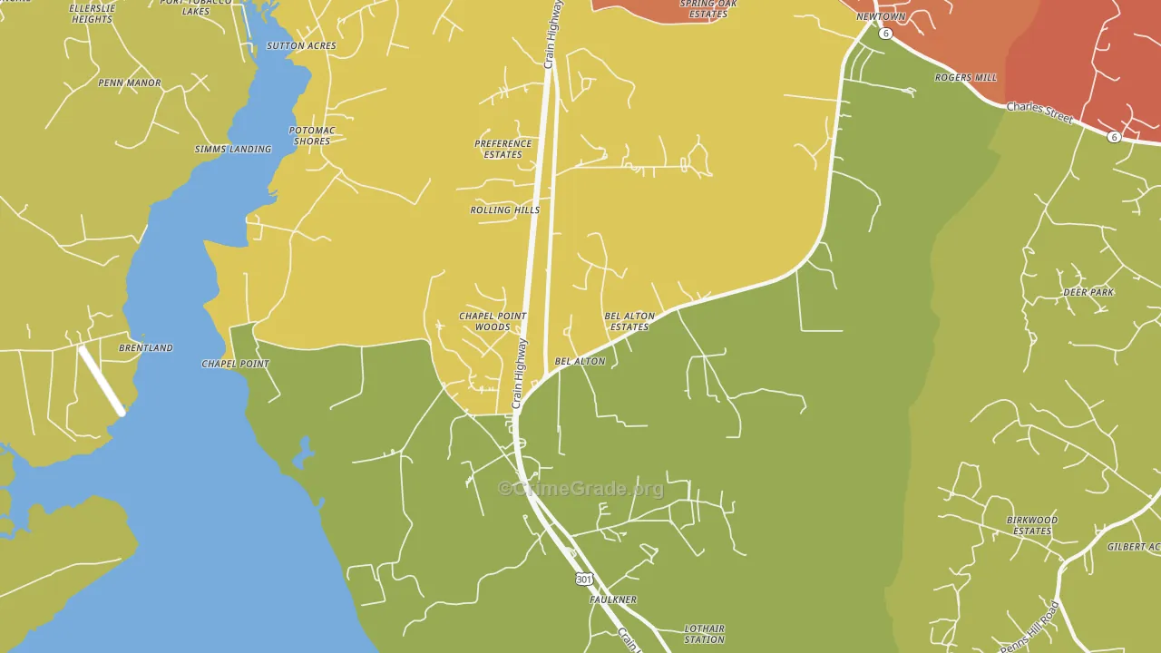 Bel Alton, MD Map of Drug-Related Crime Rates