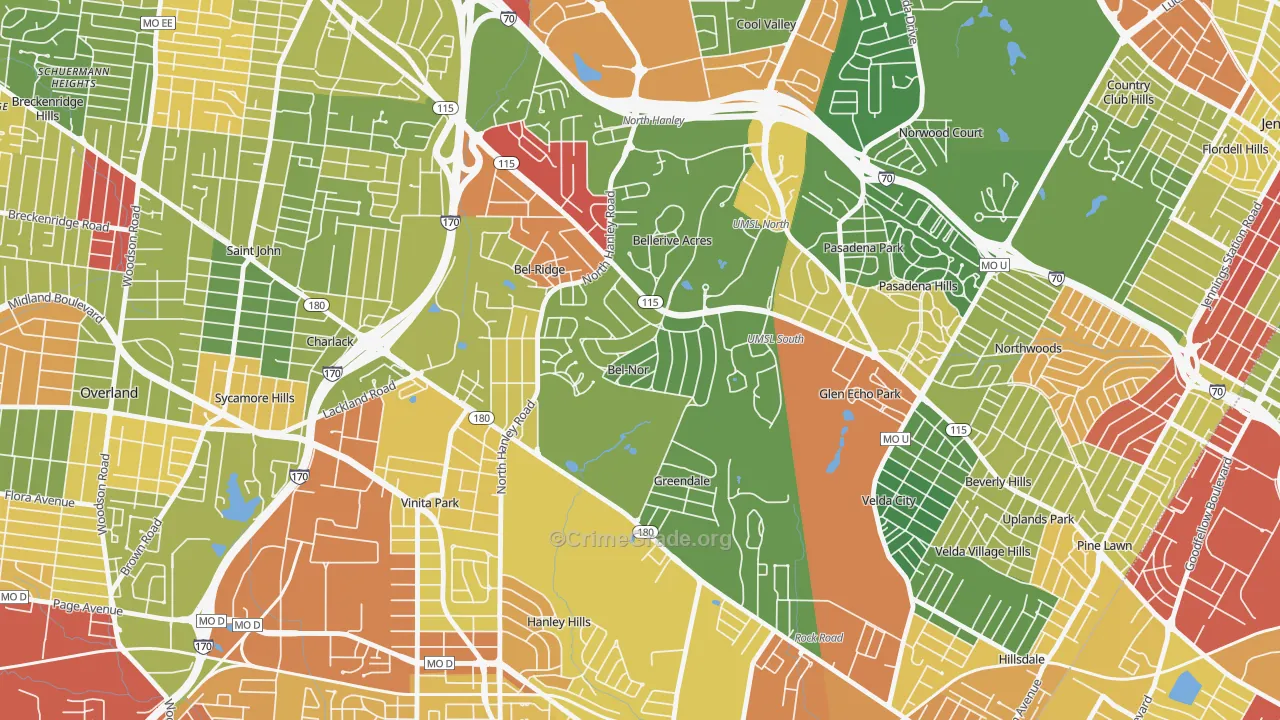 Bel-Nor, MO Map of Drug-Related Crime Rates