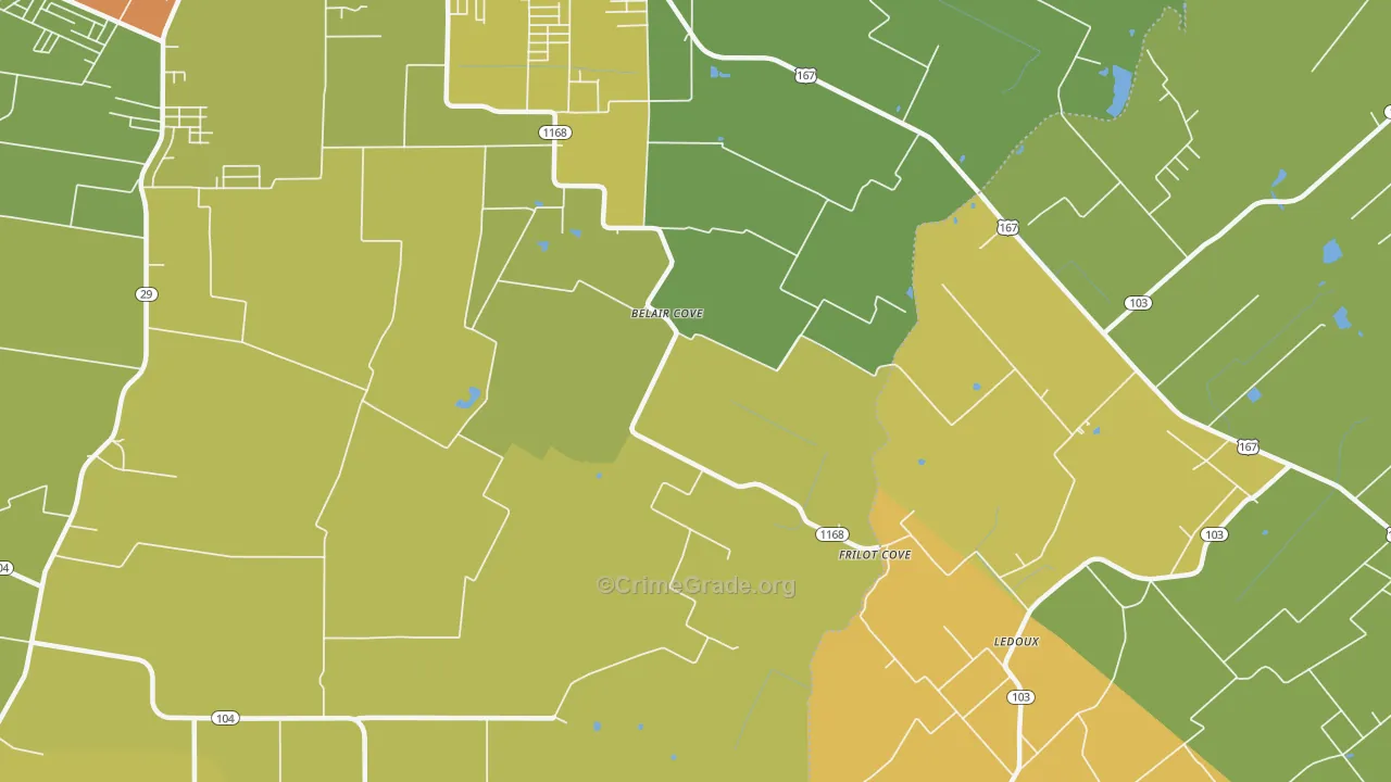 Belair Cove, LA Map of Drug-Related Crime Rates