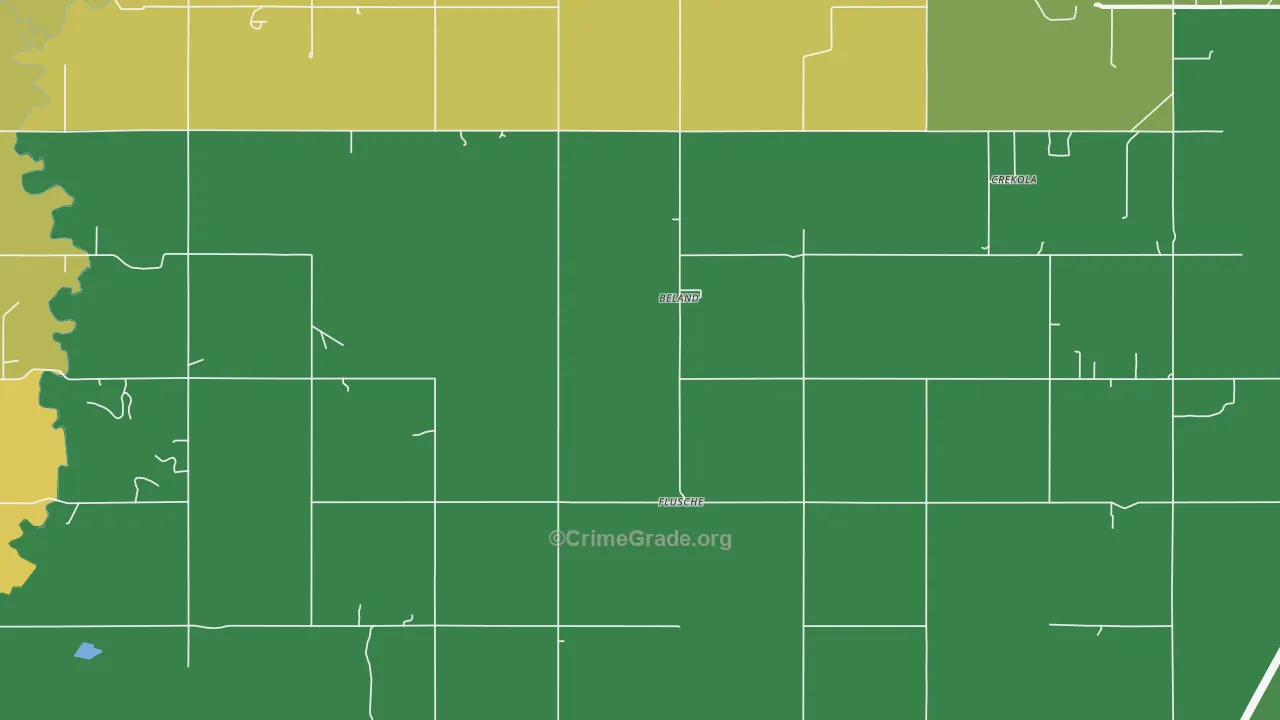 Beland, OK Map of Drug-Related Crime Rates