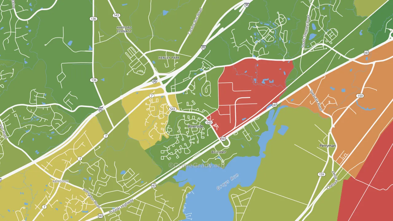 Belcamp, MD Map of Drug-Related Crime Rates